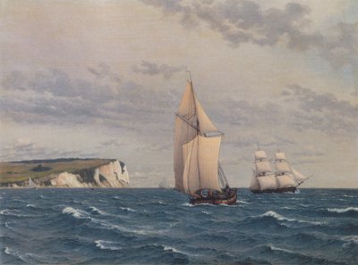Den södra delen av klipporna på Møn sett från havet. av Christoffer Wilhelm Eckersberg