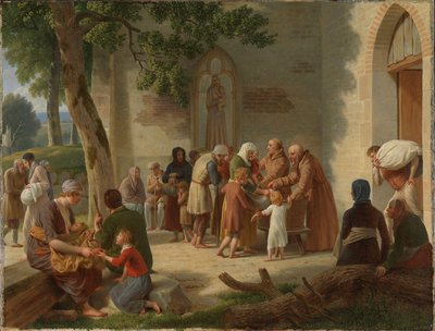 Vicelin delar ut bröd bland de fattiga av Christoffer Wilhelm Eckersberg