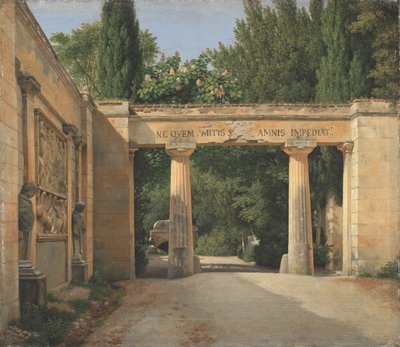 Utsikt över trädgården till Villa Borghese i Rom av Christoffer-Wilhelm Eckersberg