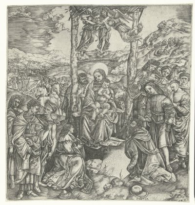 Tillbedjan av kungarna av Christoforo di Michele Robetta