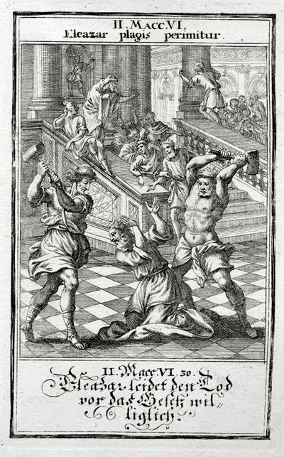 Eleazar accepterar villigt dödsstraffet, Maccabees 1695 av Christoph Weigel