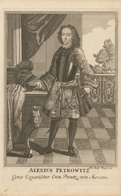 Porträtt av Tsarevich Alexei Petrovich av Ryssland 1690-1718, 1710 av Christoph Wiegel
