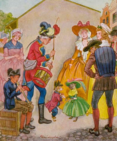 Jahrmarkt / Mässa (färglitografi) av Christophe (1856-1945)