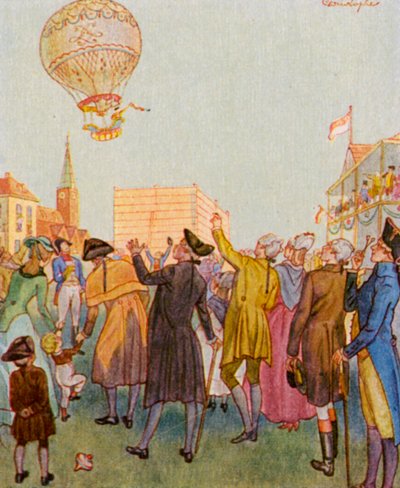Luftballon (Farblithographie) von Christophe (1856-1945)