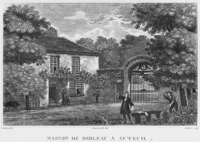 House of Nicolas Boileau, känt som Boileau-Despreaux, i Auteuil, Paris, graverat av Ashby (1800-talet) av Christophe Civeton