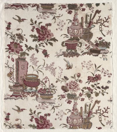 Fragment av träblockstryckt bomull, ca. 1780. av Christophe Philippe Oberkampf