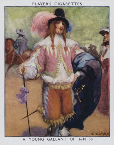 En ung galant 1640-50 (färg litho) av Christopher (after) Clark