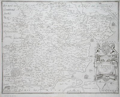 Karta över Essex, graverad av William Web, publicerad 1645 (gravyr) av Christopher (after) Saxton