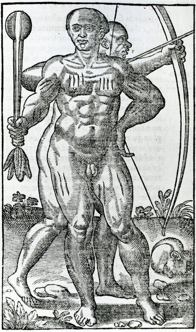 Två infödda från "la Hystoria general de las Indias" 1547 av Christopher Columbus
