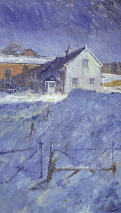Winter at Silver Lodge (olja på duk) av Christopher Glanville