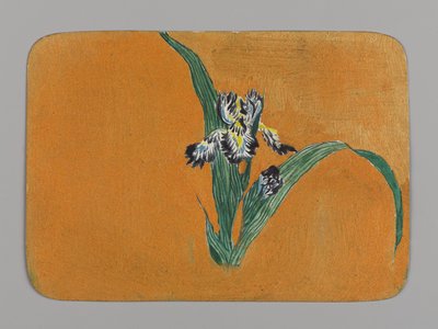 Litet kort med iris, ca 1880. Akvarell och metalliskt bläck av Christopher Grant La Farge