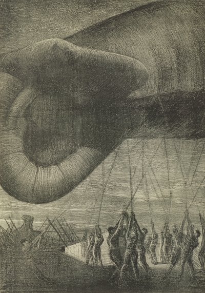 Hauling Down an Observation Balloon at Night, 1918 av Christopher Richard Wynne Nevinson