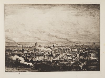 London från Parliament Hill, pub.1923 (etsning) av Christopher Richard Wynne Nevinson
