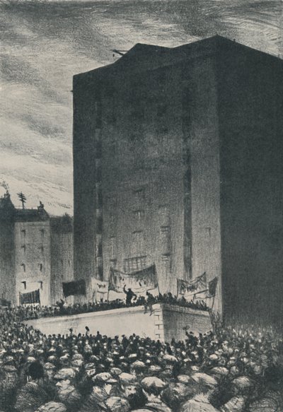 Järnvägsstrejken - Möte på Tower Hill, 1919, 1920 av Christopher Richard Wynne Nevinson