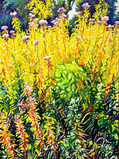 Riverside Sensommar (akvarell på papper) av Christopher Ryland