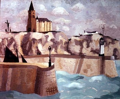 Kyrkan på klippan, Dieppe, 1929 av Christopher Wood