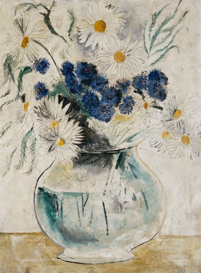 Tusenskönor och blåklint i en glasskål av Christopher Wood