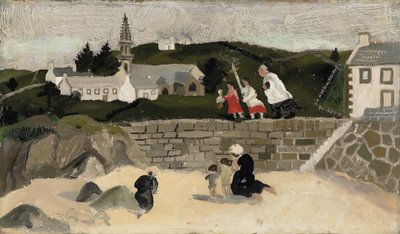 Sakramentet, Ploaré, Bretagne (olja ombord) av Christopher Wood