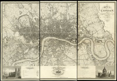 Karta över London, från en faktisk undersökning som gjordes under åren 1824 av Christopher and John (fl.1821 40) Greenwood