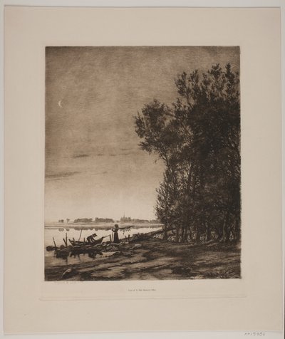 Träd vid en sjö av Cilius Johannes Konrad Andersen