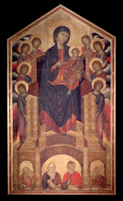 Maesta av den heliga treenigheten (tempera på trä av Cimabue