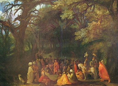 Tyska: Die Predigt Johannes des Täufers Johannes Döparens predikan av Circle of Adam Elsheimer