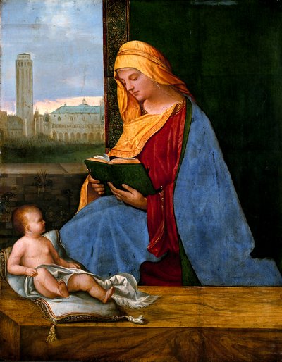 Jungfrun med barnet och utsikt över Venedig (Tallardmadonnan) av circle of Giorgione
