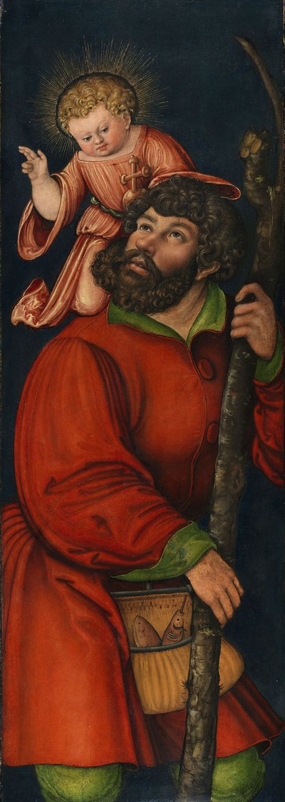 Tyska: Der heilige Christophorus Sankt Kristoffer av Circle of Lucas Cranach the Elder