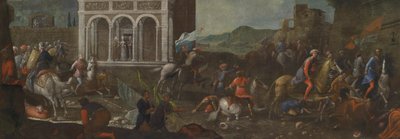Saint Catherine of Siena försvarar en stad mot turkarna av circle of Vittore Carpaccio