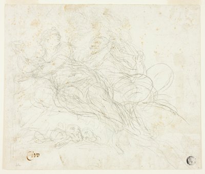 Nymf och satyr av Ciro Ferri