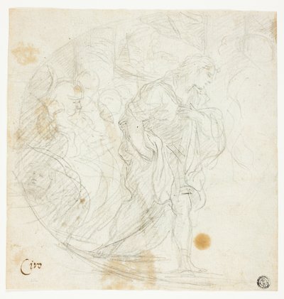 Oidentifierad biblisk scen (recto); Skisser (verso) av Ciro Ferri