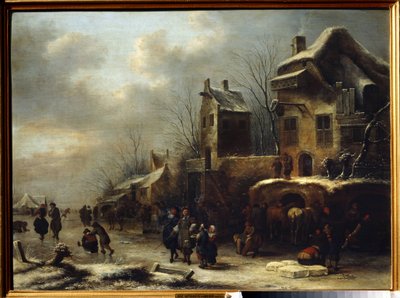 Eislaufbahn auf einem Fluss von Claes  Molenaer