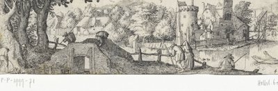 Utsikt över ett slott Yrken och ansikten i och runt Amsterdam (serietitel) av Claes Jansz. Visscher (II) (attributed to)