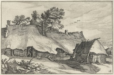 Gård och liten lada Landskap med gårdar (serietitel) av Claes Jansz. Visscher (II)