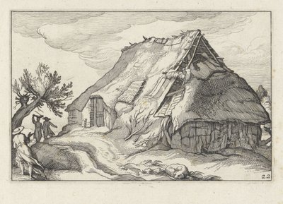 Gård med rasat halmtak Landskap med gårdar (serietitel) av Claes Jansz. Visscher (II)