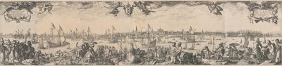 Profil av Amsterdam, sett från IJ, bestående av två delar av Claes Jansz. Visscher (II)