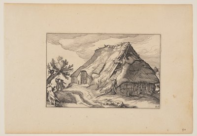 En ladugård, från Landskap (Verscheyden aerdige Lanthuysen...) av Claes Jansz. Visscher