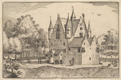 Ett slott, skylt 22 från hertigdömet Brabant, ca. 1610 av Claes Jansz Visscher
