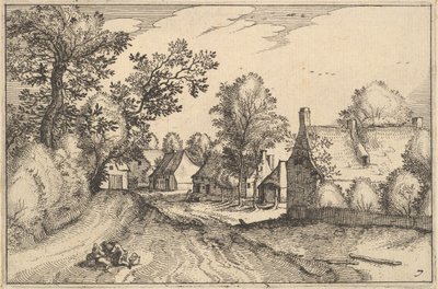 A Village Road, skylt 7 från 1610 av Claes Jansz Visscher