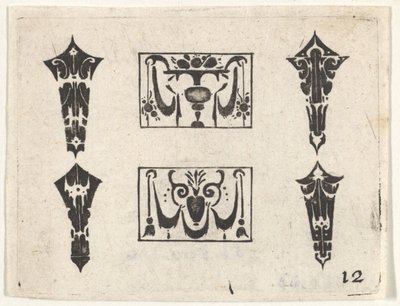 Svarttryck med två horisontella paneler och fyra ramar, ca. 1620. av Claes Jansz Visscher