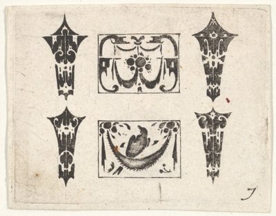 Svarttryck med två horisontella paneler och fyra ramar, ca. 1620. av Claes Jansz Visscher