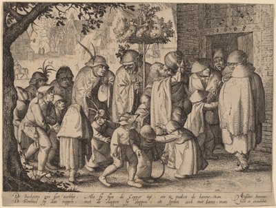Procession av festande spetälska av Claes Jansz Visscher