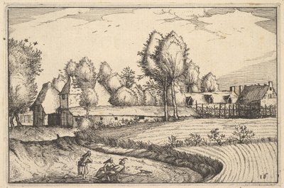 Väg längs ett fält, skylt 16 från Regiunculae et Villae aliquot Ducatus Brabantiae, ca. 1610 av Claes Jansz Visscher