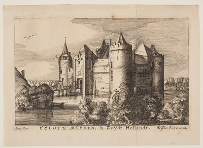 Muidens slott (omvänt), från Fyra slott i Holland och Utrecht av Claes Jansz. Visscher