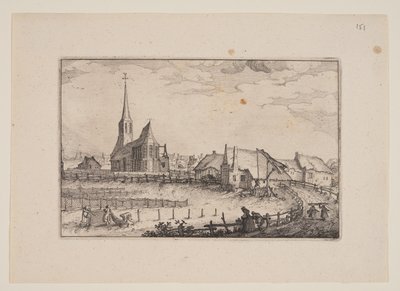 Byn Zandvoort, från vyer i omgivningarna kring Haarlem (Plaisante Plaetsen) av Claes Jansz. Visscher