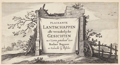 Titelsida för "Landskap med byar nära Amsterdam" av Claes Jansz. Visscher