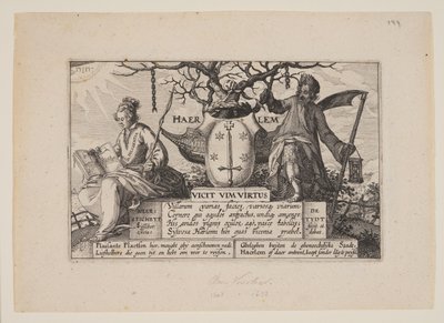 Titel, från Vyer i omgivningarna kring Haarlem (Plaisante Plaetsen) av Claes Jansz. Visscher