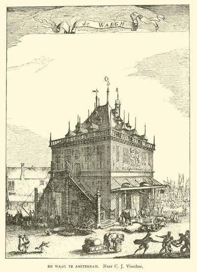 Waag (vägghuset) i Amsterdam av Claes Jansz Visscher