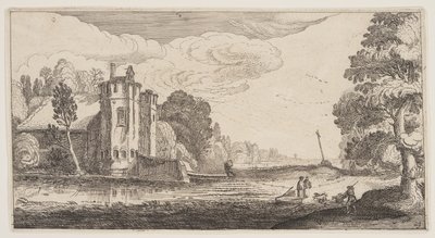 Lantgård med två sexkantiga torn, från Landskap (Playsante Lantschappen) av Claes Jansz. Visscher II
