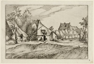 Gårdar i en by, plansch åtta efter Bilder av gårdar, lanthus och rustika byar (Praediorum villarum et rusticarum casularum icones) av Claes Jansz. Visscher II